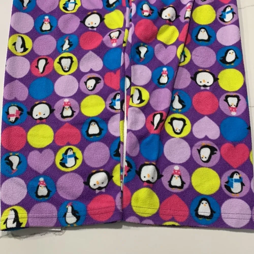 The Children’s Place Girls Purple Penguins Fleece Pajamas PJ Pants Size 7/8 Blue